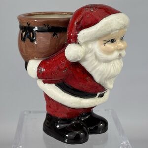 Vintage Santa Carrying Sack Toothpick Holder Ceramic Christmas 1970’s ADORABLE